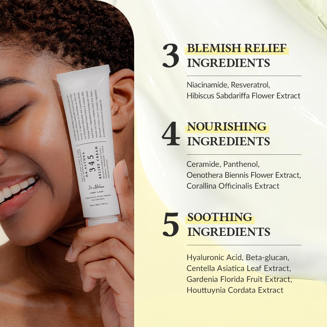 Dr.Althea 345 Relief Cream | Daily Face Moisturizer | Blemish Relief Care | Soothing Recovery