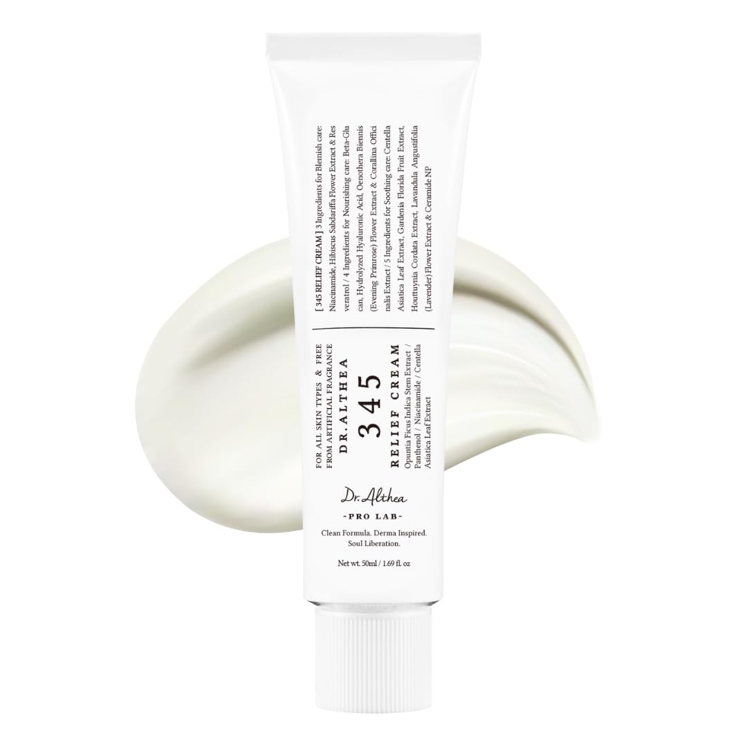 Dr.Althea 345 Relief Cream | Daily Face Moisturizer | Blemish Relief Care | Soothing Recovery & Moisture with Niacinamide, Panthenol | Korean Vegan Skincare for All Skin Types | 1.7 Fl Oz